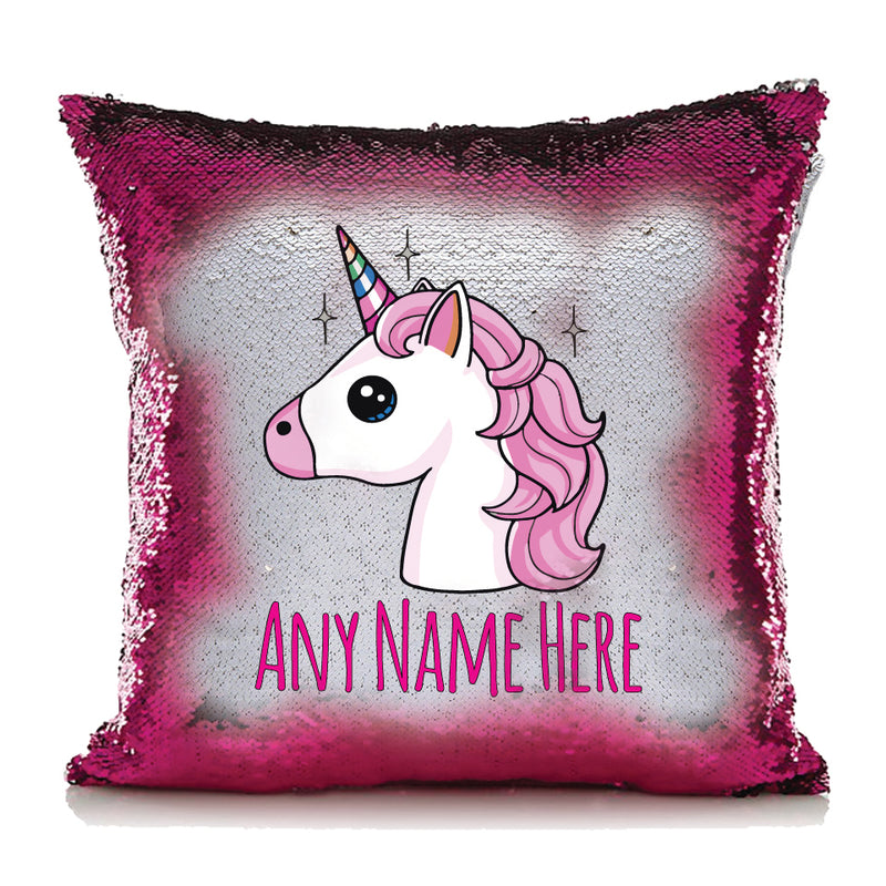 Unicorn Design 2 Personalised Hot Pink Magic Cushion including cushion insert