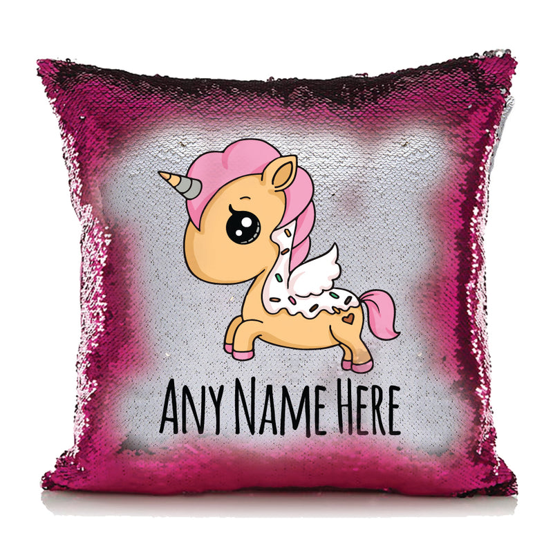 Unicorn Design 3 Personalised Hot Pink Magic Cushion including cushion insert