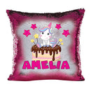 Unicorn 102 Personalised Hot Pink Magic Cushion including cushion insert