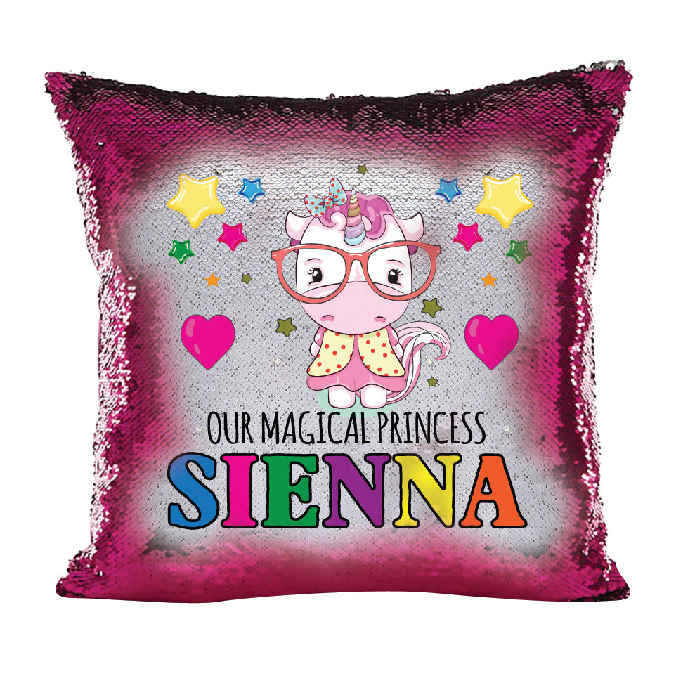 Unicorn 110 Personalised Hot Pink Magic Cushion including cushion insert