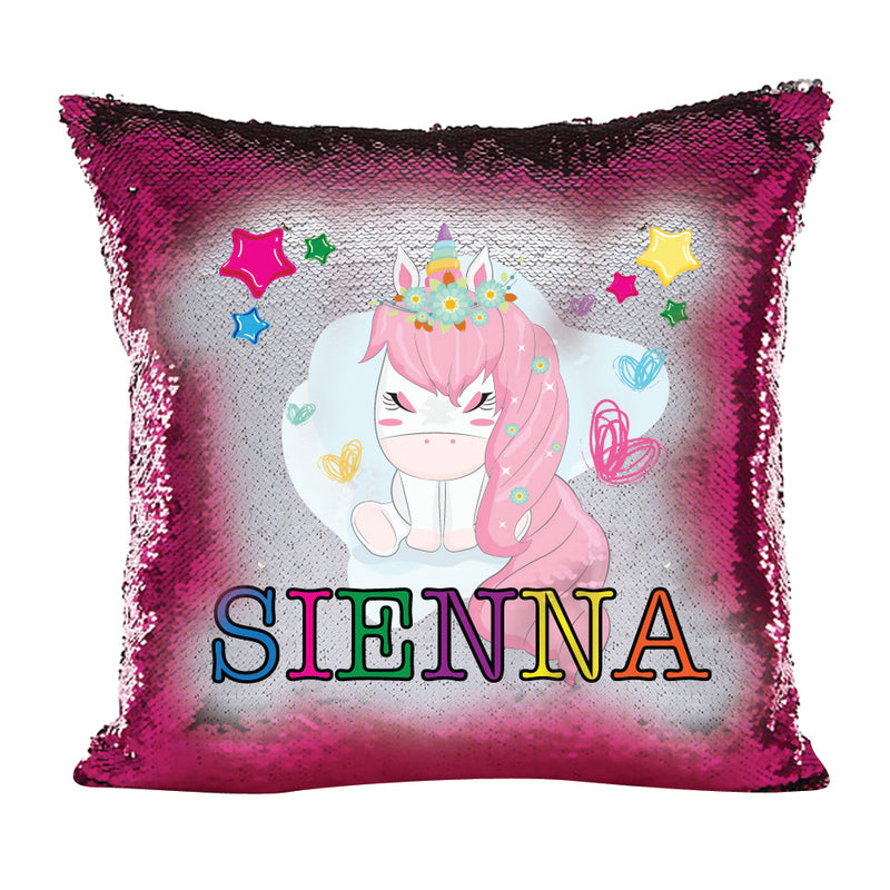 Unicorn 112 Personalised Hot Pink Magic Cushion including cushion insert