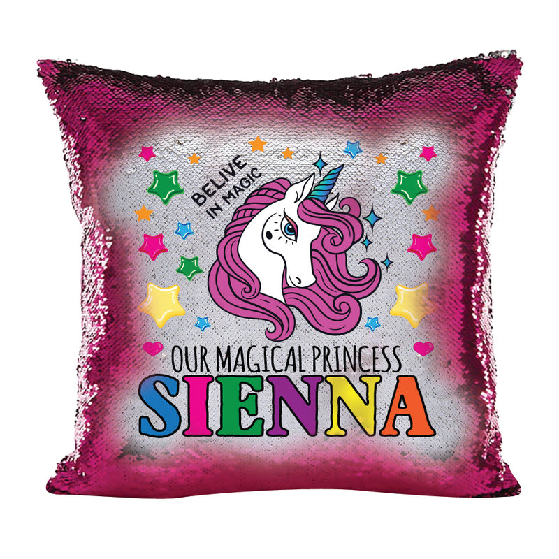 Unicorn 113 Personalised Hot Pink Magic Cushion including cushion insert