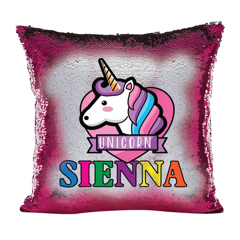 Unicorn 117 Personalised Hot Pink Magic Cushion including cushion insert