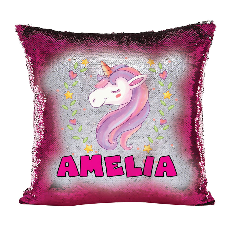 Unicorn 118 Personalised Hot Pink Magic Cushion including cushion insert
