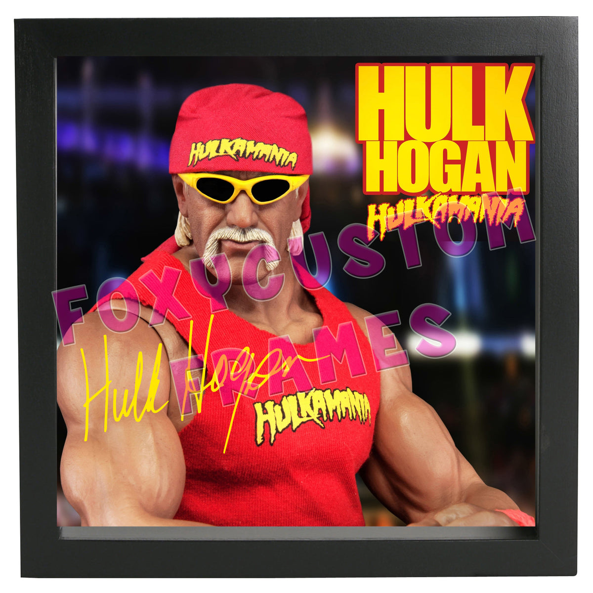 Hulk Hogan Signed Lego Display Case - Minifigure Display Background and Frames – Hulk Hogan Printed Signature Lego Display Case - Minifigure Display Background