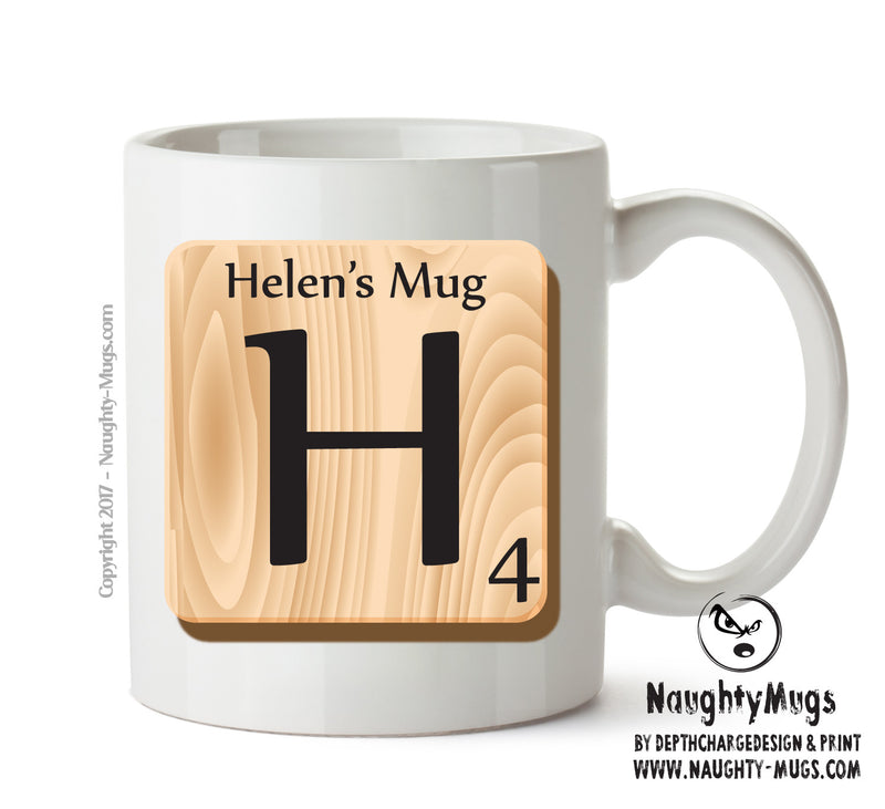 Initial "H" Your Name Scrabble Mug FUNNY