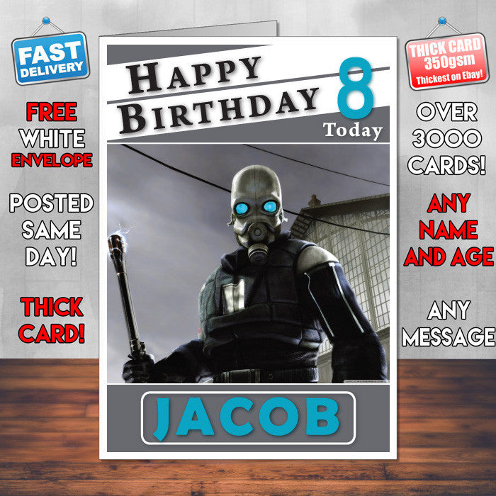 Personalised Half Life 4 Inspired Style Game Kids Inspired Birthday Card (SA)