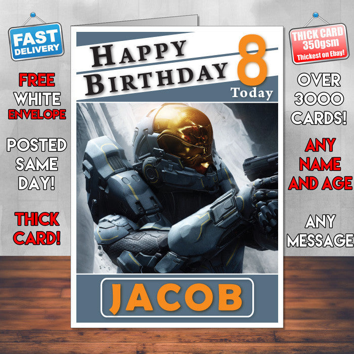 Personalised Halo 5 2015 Guardians Inspired Style Game Kids Inspired Birthday Card (SA)