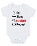 Hamilton Eat Sleep Repeat Football Fan Baby Grow Bodysuit
