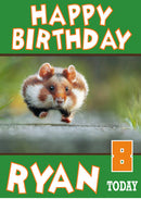 Hamster Running Funny Kids Adult Personalised Birthday Card