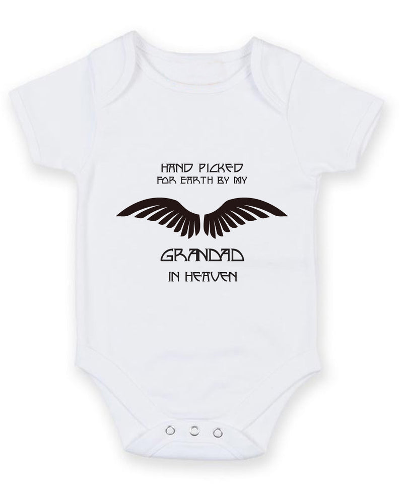 Hand Picked For Earth By My Grandad In Heaven Baby Grow Bodysuit