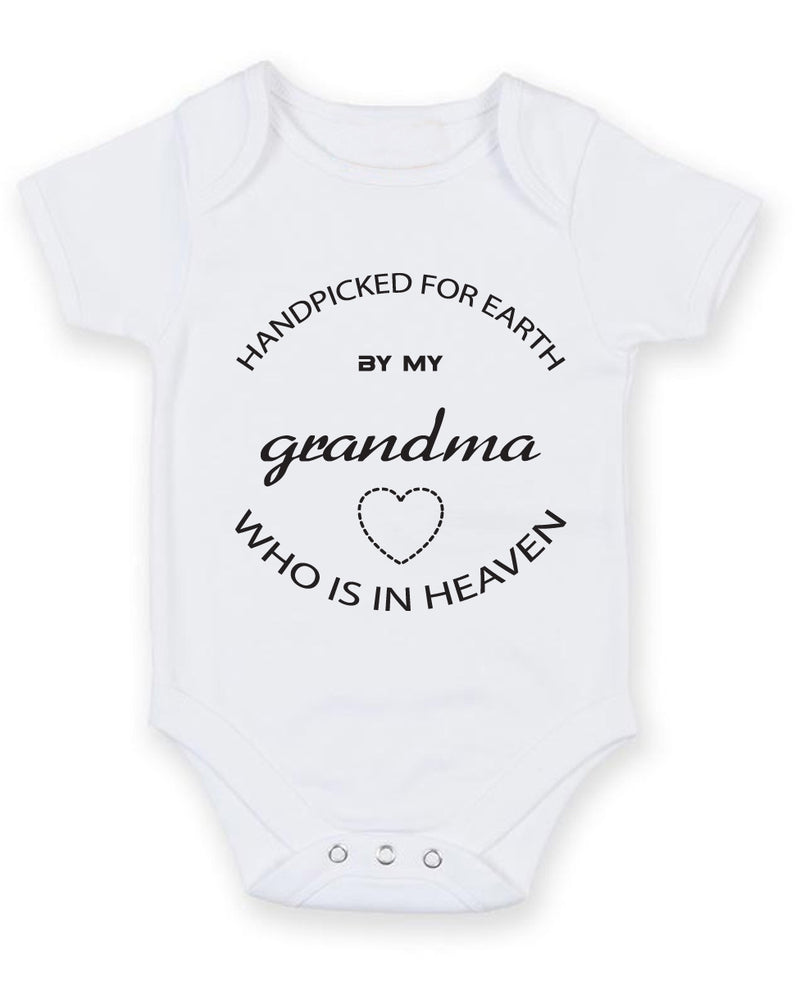 Hand Picked For Earth By My Grandma In Heaven Baby Grow Bodysuit