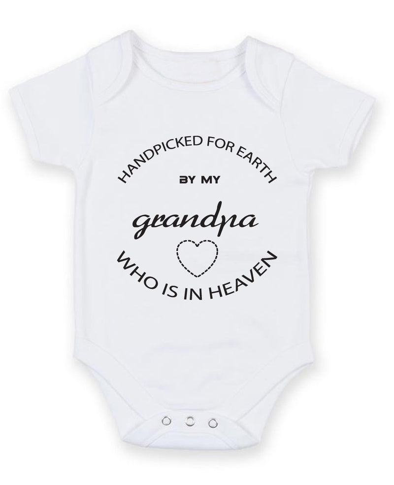 Hand Picked For Earth By My Grandpa In Heaven Baby Grow Bodysuit