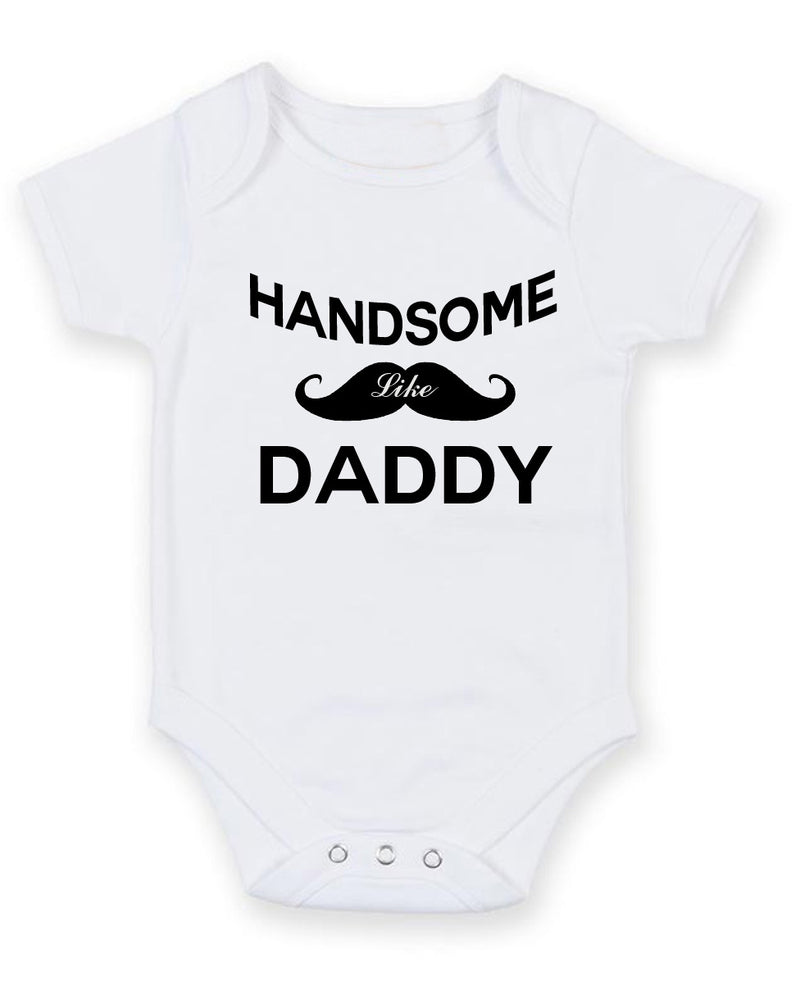 Handsome Like Daddy Personalised Baby Boy Girl Unisex Short Sleeve Bodysuit