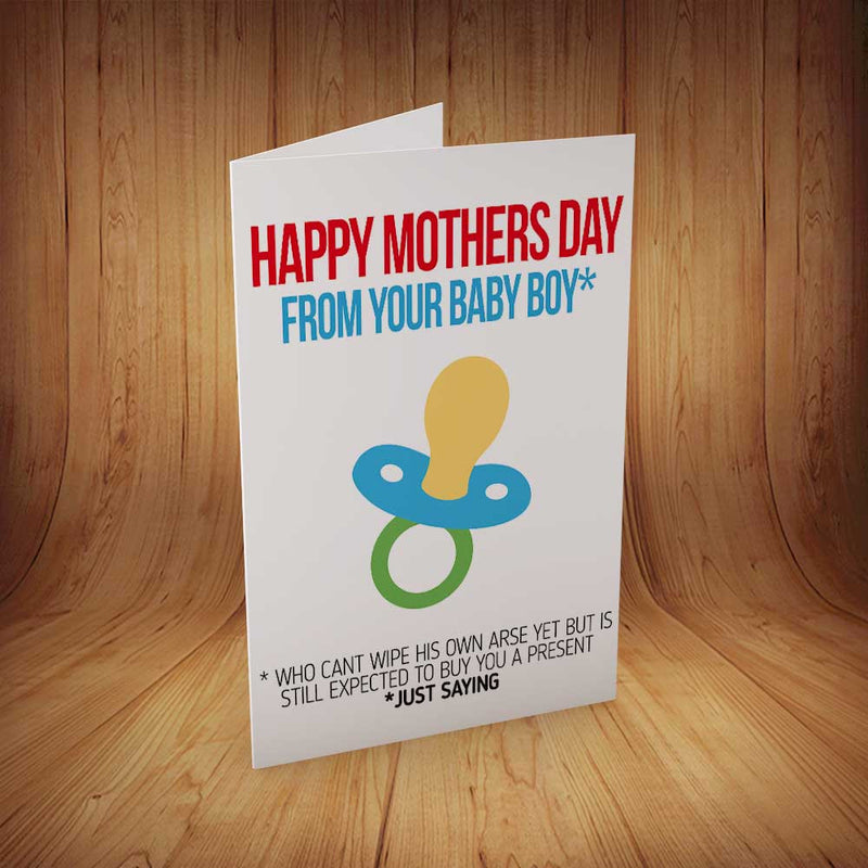 Happy Mothers Day From Your Baby Boy INSPIRED Adult Personalised Birthday Card Birthday Card