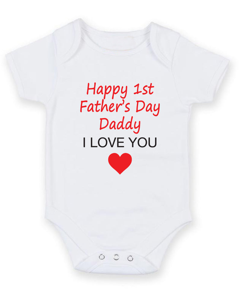 Happy 1st Father's Day Daddy I love you Printed Baby Grow Bodysuit Boy Girl Unisex Gift