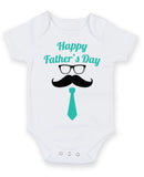 Happy Fathers Father's Day Tie and Glasses Baby Grow Bodysuit