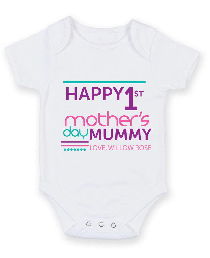 Happy First 1st Mother's Day Baby Grow Bodysuit