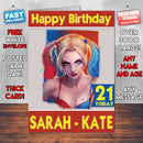 Harley Quinn Theme Style Personalised Kids Inspired Movie Birthday Card (SA)