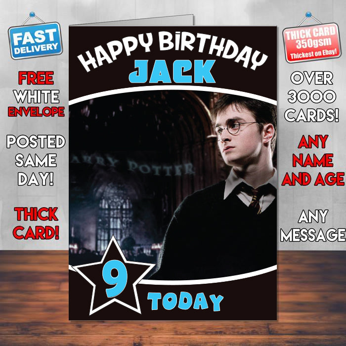 Harry Potter Daniel Theme Style Personalised Kids Inspired Movie Birthday Card (SA)