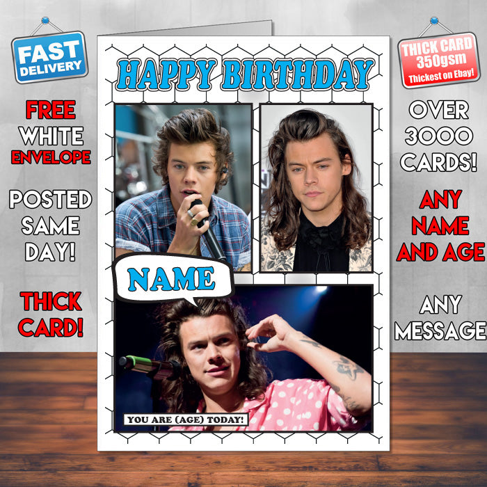 Harry Styles Personalised Celebrity Birthday Card New 2017
