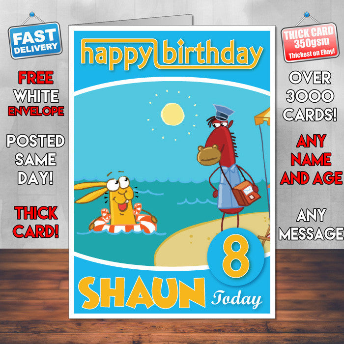 Harry & Toto 6 Style Theme Personalised Kidshows Birthday Card (SA)