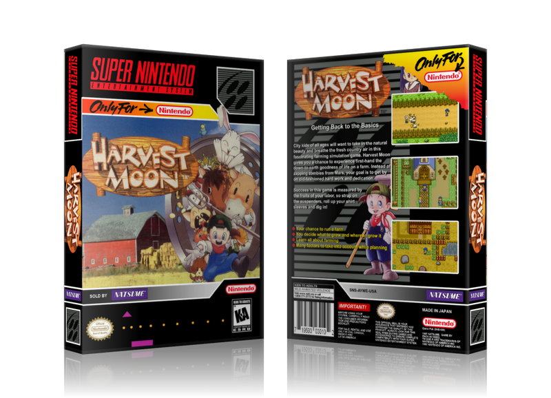 Harvest Moon Replacement Nintendo SNES Game Case Or Cover