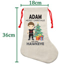 PERSONALISED Cartoon Inspired Super Hero Hawk Arrow ADAM HIGH QUALITY Large CHRISTMAS STOCKING - Any Name you want!