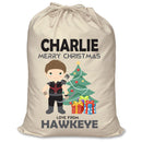 PERSONALISED Cartoon Inspired Super Hero Hawk Arrow CHARLIE - XL Children's Christmas Santa Sack CUSTOMISE Present
