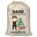 PERSONALISED Cartoon Inspired Super Hero Hawk Arrow DAVID - XL Children's Christmas Santa Sack CUSTOMISE Present