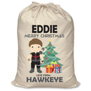 PERSONALISED Cartoon Inspired Super Hero Hawk Arrow EDDIE - XL Children's Christmas Santa Sack CUSTOMISE Present