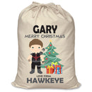 PERSONALISED Cartoon Inspired Super Hero Hawk Arrow GARY - XL Children's Christmas Santa Sack CUSTOMISE Present