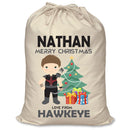 PERSONALISED Cartoon Inspired Super Hero Hawk Arrow NATHAN - XL Children's Christmas Santa Sack CUSTOMISE Present