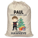 PERSONALISED Cartoon Inspired Super Hero Hawk Arrow PAUL - XL Children's Christmas Santa Sack CUSTOMISE Present
