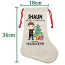 PERSONALISED Cartoon Inspired Super Hero Hawk Arrow SHAUN HIGH QUALITY Large CHRISTMAS STOCKING - Any Name you want!