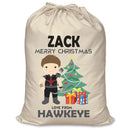 PERSONALISED Cartoon Inspired Super Hero Hawk Arrow ZACK - XL Children's Christmas Santa Sack CUSTOMISE Present