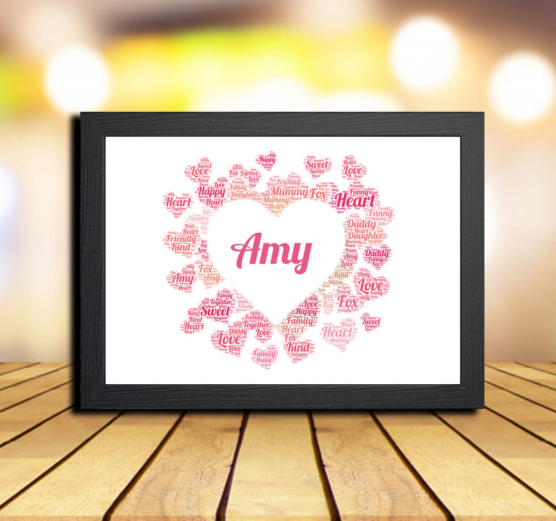 Personalised Heart 2 (2) Word Art Poster Print