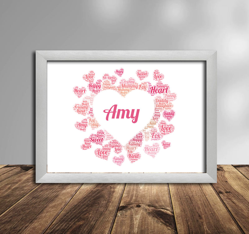 Personalised Heart 2 (2) Word Art Poster Print