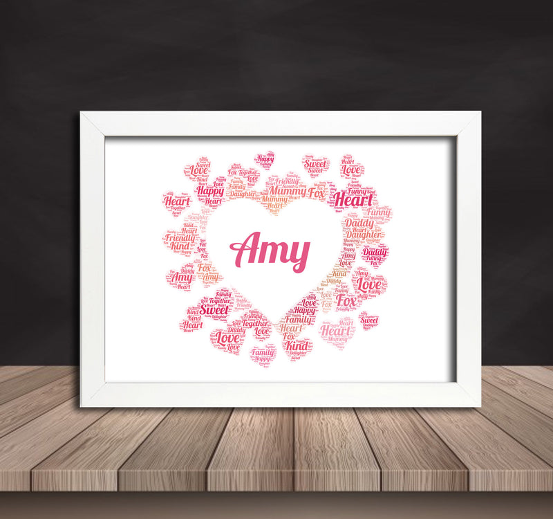 Personalised Heart 2 (2) Word Art Poster Print