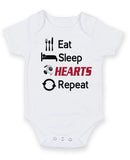 Hearts Eat Sleep Repeat Football Fan Baby Grow Bodysuit