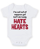 Hearts Hate Football Fan Baby Grow Bodysuit
