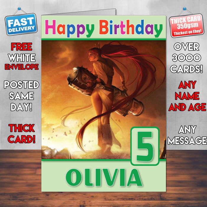 Personalised Heavenly Sword Inspired Style Game Kids Inspired Birthday Card (SA)