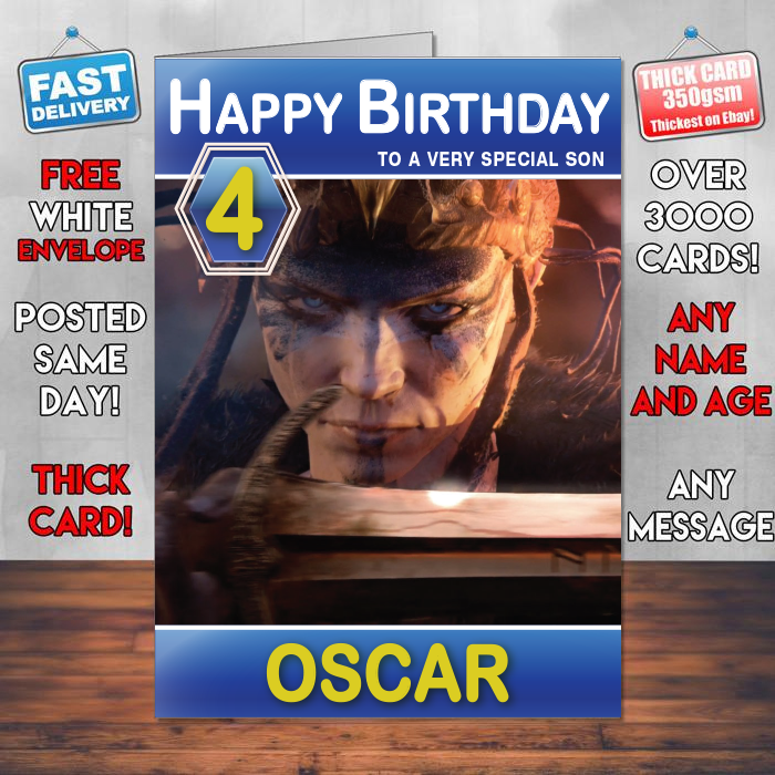 Personalised Hellblade Inspired Style Game Kids Inspired Birthday Card (SA)