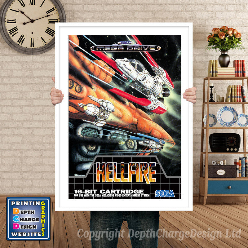 Hellfire Eu - Sega Megadrive Inspired Retro Gaming Poster A4 A3 A2 Or A1