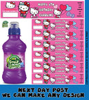 Hello Kitty Label Inspired Theme Personalised Party Fruit Shoot Label Sticker