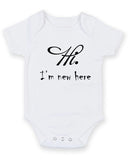 Hi I Am New Here Personalised Baby Boy Girl Unisex Short Sleeve Bodysuit