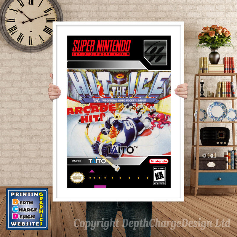 Hit The Ice Super Nintendo GAME INSPIRED THEME Retro Gaming Poster A4 A3 A2 Or A1