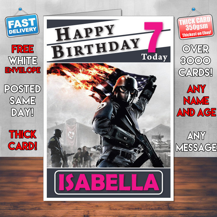 Personalised Homefront Inspired Style Game Kids Inspired Birthday Card (SA)