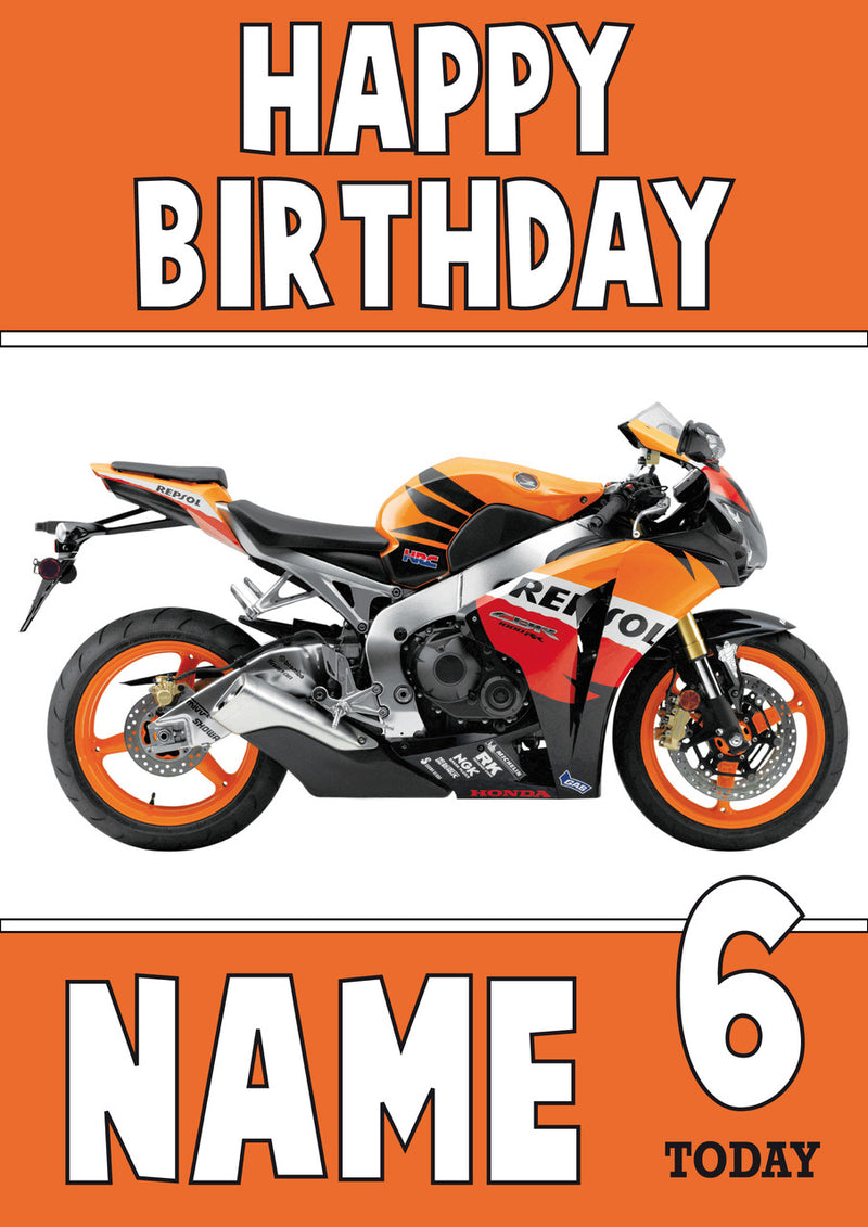 Personalised Honda Bike Birthday Card