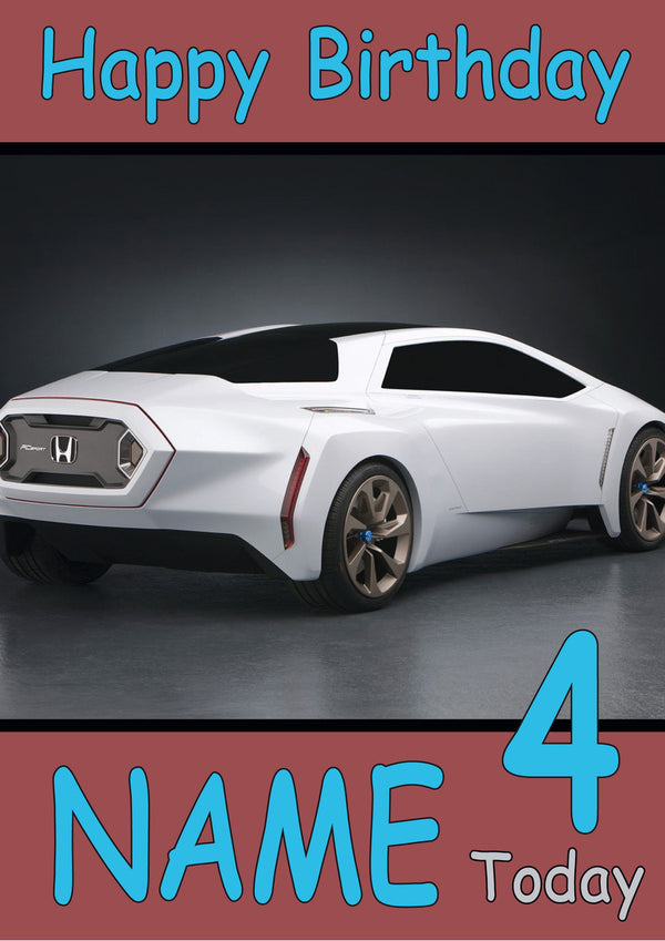 Honda Sport Concept Car Personalised THEME INSPIRED Style PERSONALISED Kids Adult FUNNY Birthday Card